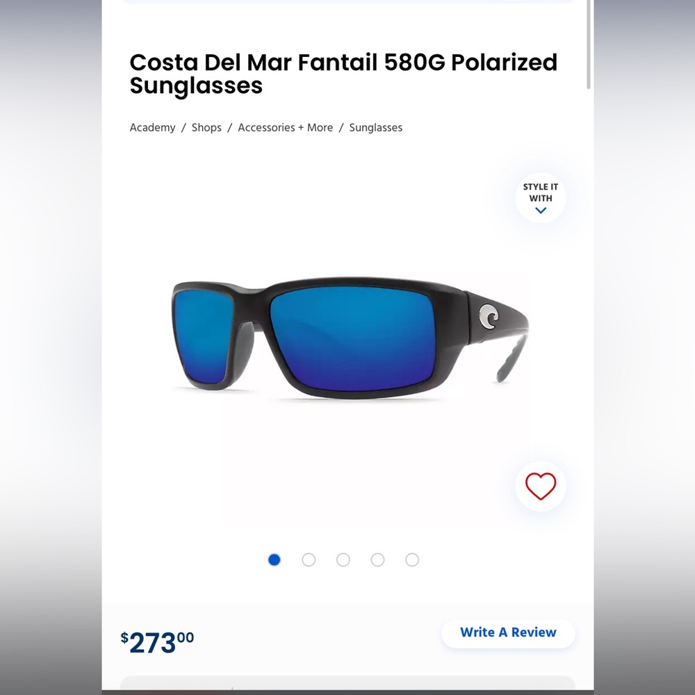 Costa Del Mar Fantail 580G Polarized Sunglasses